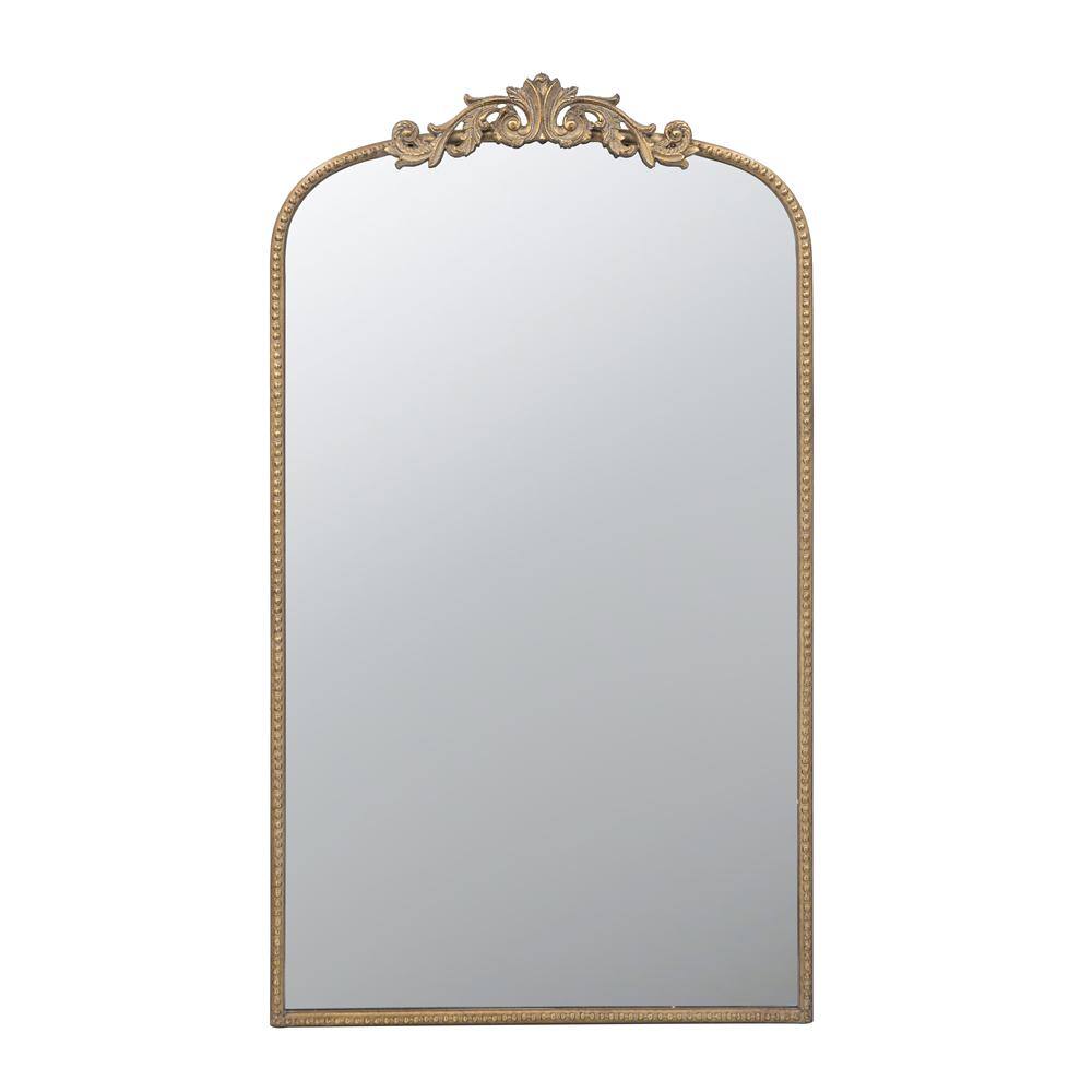 24 in. W x 42 in. H Arched Metal Framed Baroque Inspired Wall Decor Bathroom Vanity Mirror in Matte Gold price history on PriceWatchPro