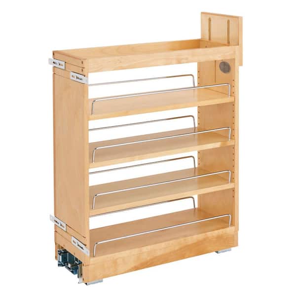 Rev-A-Shelf 25.5 in. H x 8 in. W x 21.65 in. D Natural Wood 8 Inch Pull Out Kitchen Cabinet Organizer Soft-Close
