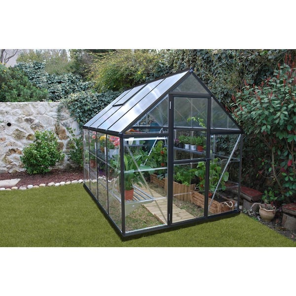 Hybrid 6 ft. x 8 ft. Gray/Clear DIY Greenhouse Kit