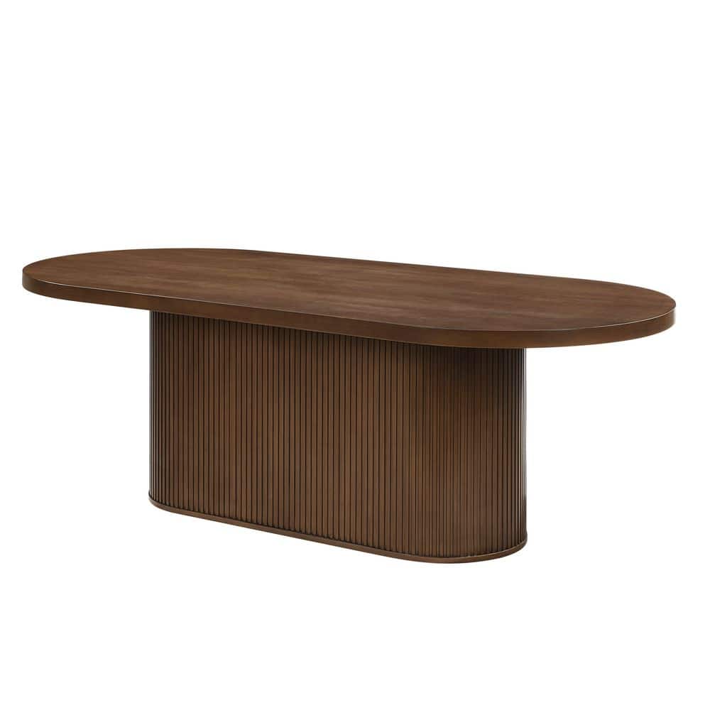 Gamarya Oval Oak Finish Wood 87 in. Trestle Base Dining Table Seats 6 price history on PriceWatchPro