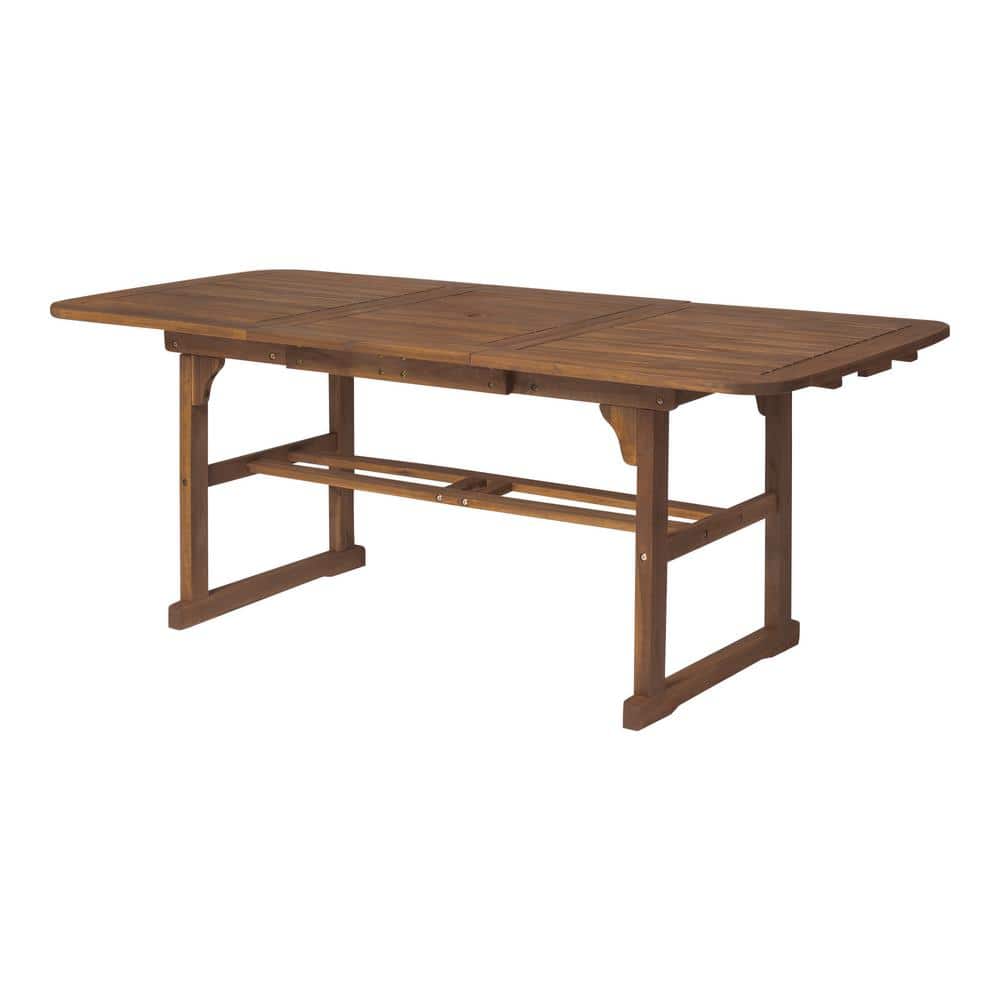 Extendable Solid Acacia Wood Outdoor Dining Table in Dark Brown