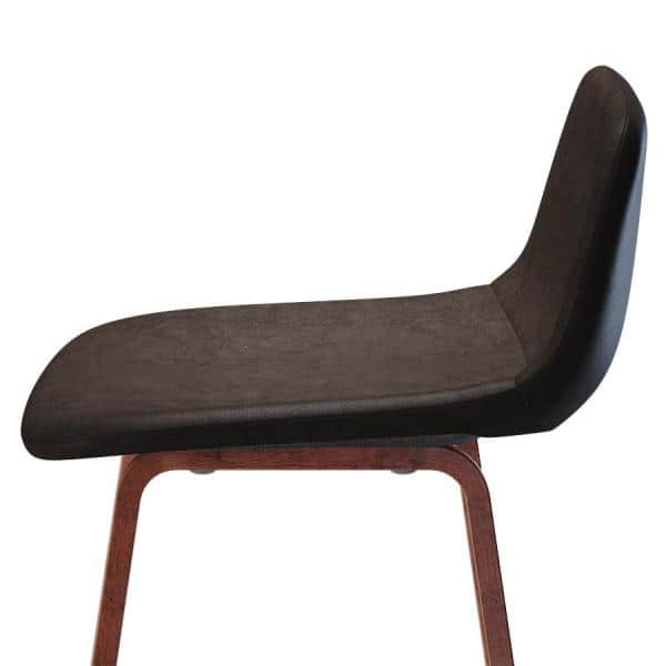 Addy 26" Brown Faux Leather Counter Stool with Wood Legs