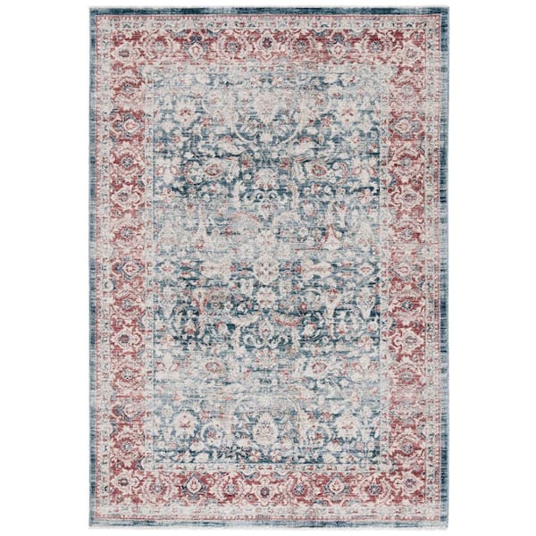 SAFAVIEH Antique Patina 5 ft. x 8 ft. Blue/Rust Distressed Border Ornate Area Rug