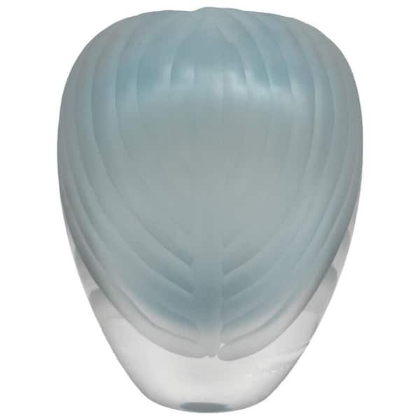 castellousa Light Blue 7 in. Sandblaste Urn Glass Vase