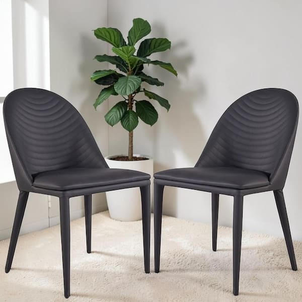 William's Home Furnishing Lenvik Black Faux Leather Side Chair Set
