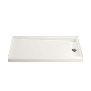 Groove 60 in. x 32 in. Single Threshold Shower Base with Right-Hand Drain in White