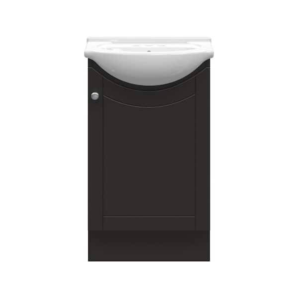 Glacier Bay Highmont 19-3/4 in. W x 16-3/4 in. D Vanity in Coffee Bean with Porcelain Vanity Top in Solid White with White Basin