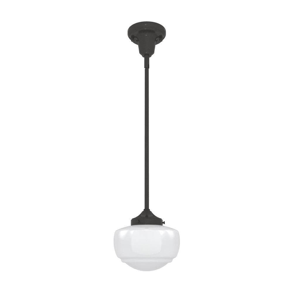 Saddle Creek Noble Bronze Mini Pendant with White Glass Shade