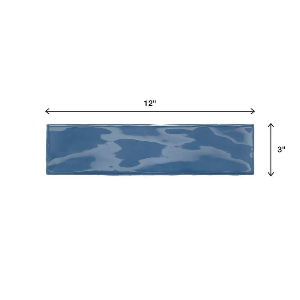 Costa Clara Blue Wave Glossy Ceramic Wall Tile 3" x 12"