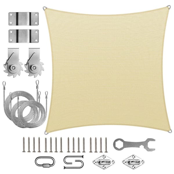 ROYAL SHADE Pro Ring 18 ft. x 18 ft. Square Sun Shade Sail with Hardware TAWAL-Beige