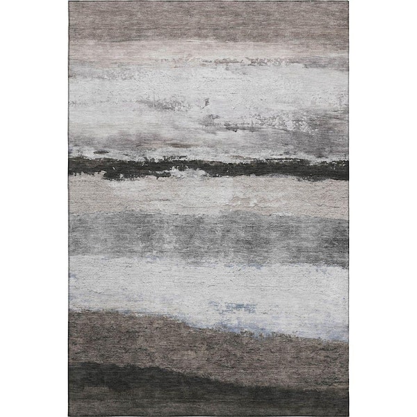 Mayfield Premium Machine Washable Abstract AMF2169 Taupe 3 ft. x 4 ft. Area Rug