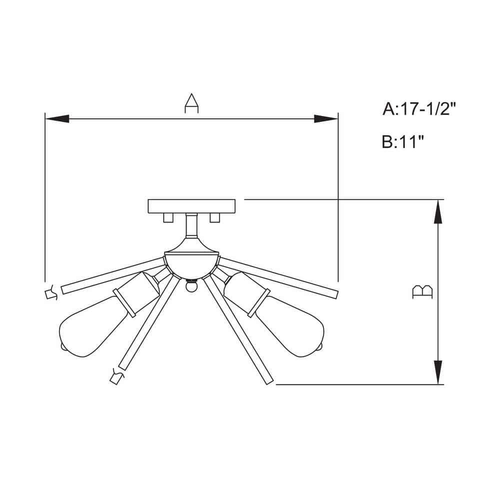 Estelle Natural Brass Mid-Century Modern 17" Semi-Flush Mount Ceiling Light