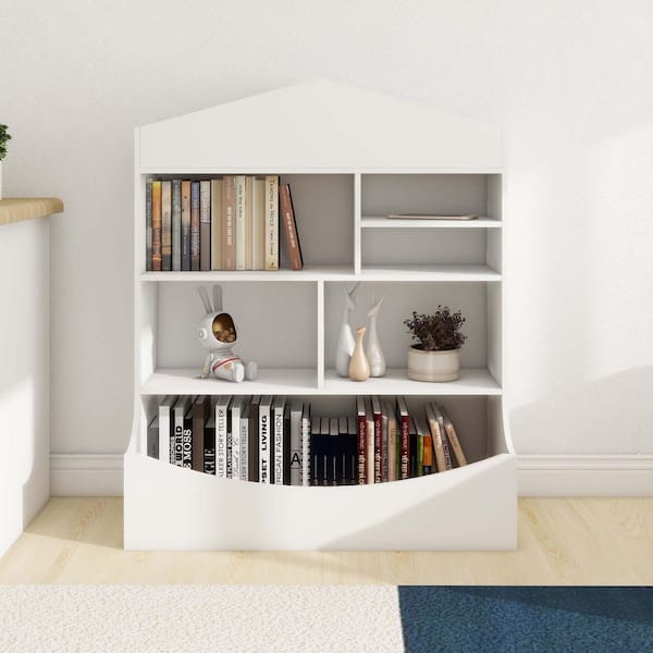 XUJMK 32 in. W x 14 in. D x 39 in. H White Linen Cabinet, Multi-Functional 7 Shelf Bookcase, Storage Display, Storage Shelf