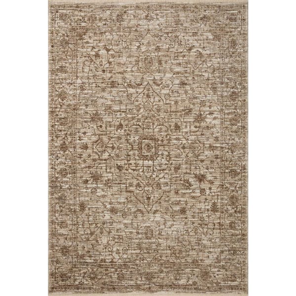 Sorrento Bark/Natural 9 ft. 6 in. x 9 ft. 6 in. Round Oriental Fringe Area Rug