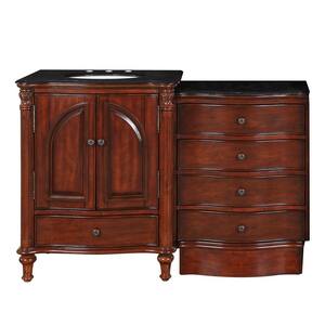 53.5 in. W x 22 in. D Vanity in Rosewood with Granite Vanity Top in Black Galaxy with White Basin