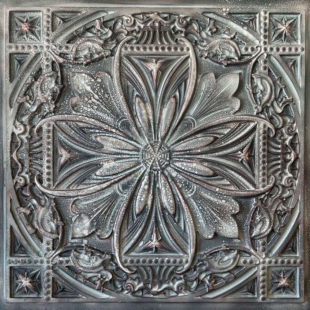 Milan 24'' x 24'' Reclaimed Tin Textured PVC Ceiling Tile