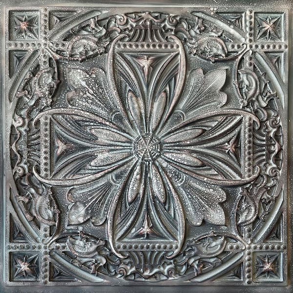 Milan Reclaimed Tin 2 ft. x 2 ft. Decorative PVC Glue Up or Lay In Ceiling Tile (40 sq. ft./case)