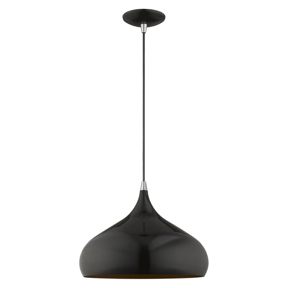 Eclipse Mini Pendant Light in Shiny Black with Gold Accents