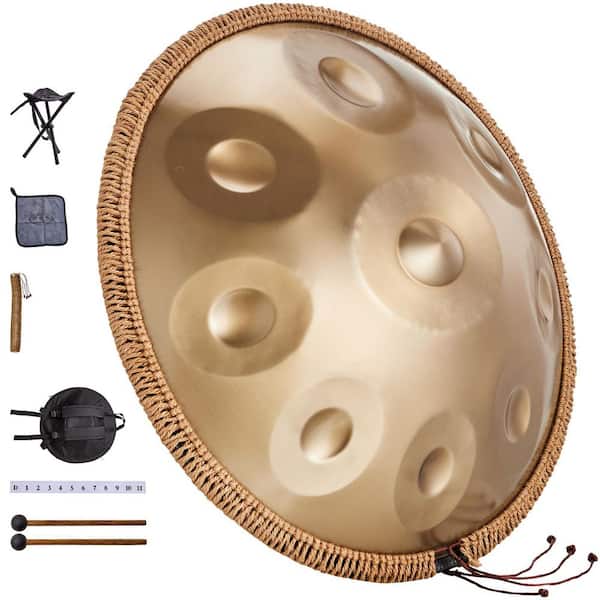 Handpan Drum, 22in. & 9 Notes, D Minor Hand Drum, Hand Pan Drum Instrument with Mallets, 440Hz Handpan Stand & Carry Bag