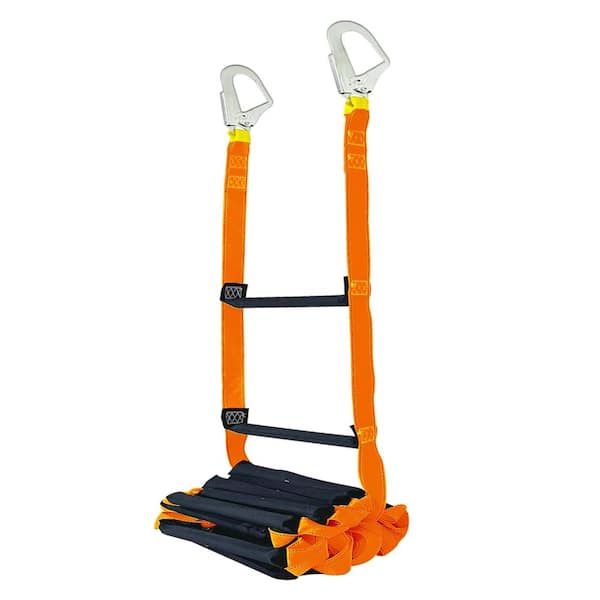 26.5 ft Fire Escape Ladder with 2 Heavy Hooks Reusable Emergency Rope Ladder for 2 to 3 Story Homes Orange