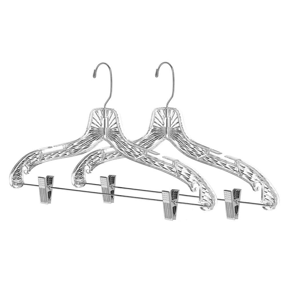 Whitmor Crystal Plastic Suit Hangers w/Clips Set/2 60624771 The