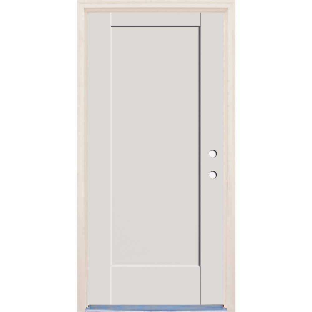 32 in. x 80 in. 1 Panel Left-Hand Unfinished Fiberglass Prehung Front Door with 6-9/16 in. Frame and Nickel Hinges price history on PriceWatchPro