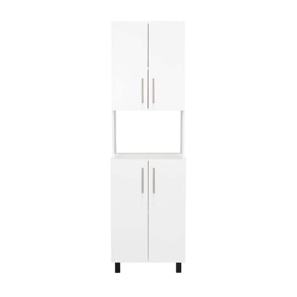 22.20 in. W x 13.20 in. D x 76.80 in. H White MDF Freestanding Linen Cabinet with 5-Shelves and 4-Door in White