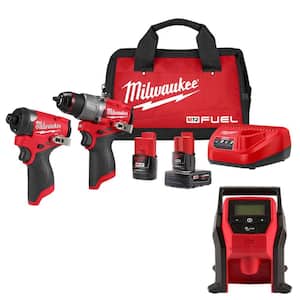 M12 FUEL 12-Volt Lithium-Ion Brushless Cordless Hammer Drill and Impact Driver Combo Kit (2-Tool) with Compact Inflator