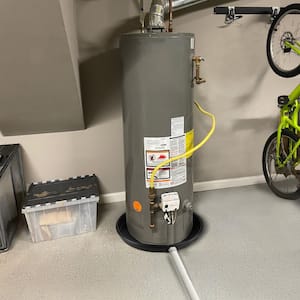 24 in. Plastic Round Water Heater Drain Pan with PVC Fitting