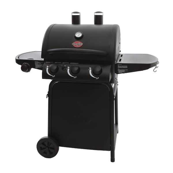 Char Griller 3 Burner Propane Gas Grill in Black with Side Burner