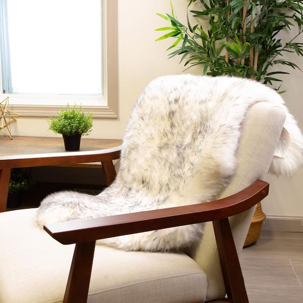 Twilight Gray and Ivory 2 ft. x 3 ft. Genuine New Zealand Sheepskin Pelt Area Rug