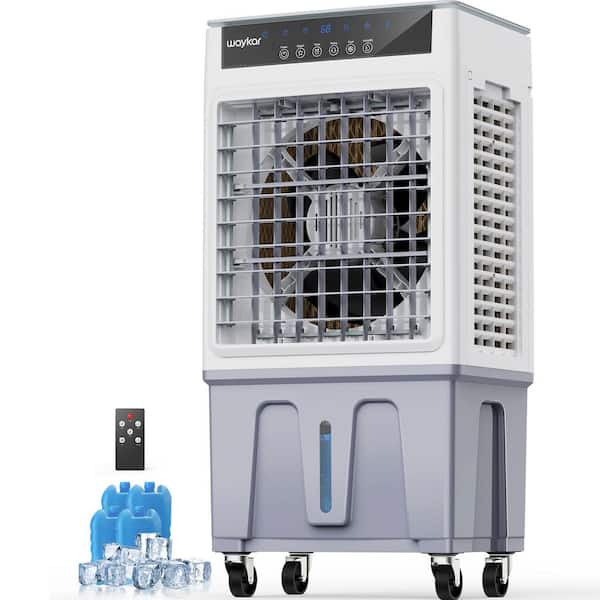 Gray 4800 CFM 3-Speed Portable Evaporative Cooler for 1,200 sq. ft. with Touch Panel and Remote Control for Garage, Yard