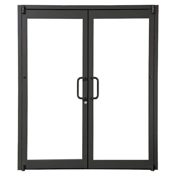 Teza SF55 Series Store Door 72 in. x 84 in. Left-Hand/Outswing Black Aluminum Prehung Commercial Door w No Fire Rating