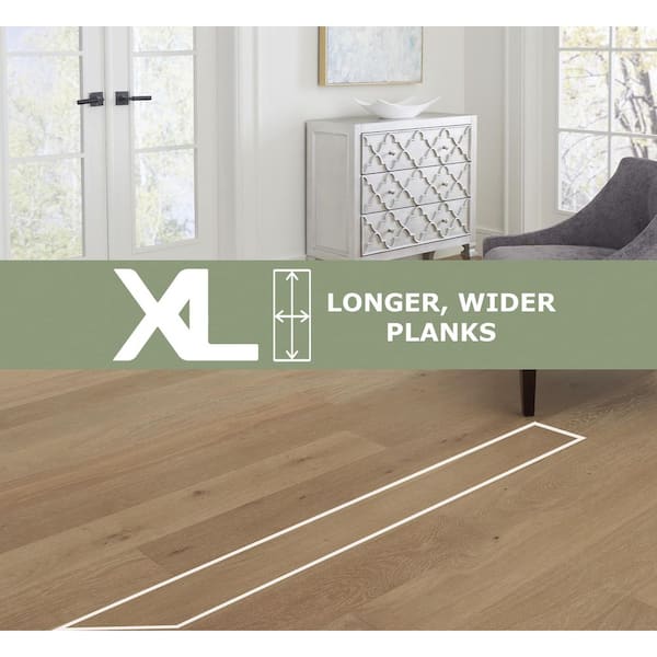 Eclipse XL Euro Oak 1/2 in. T x 7.5 in. W Tongue and Groove Wire Brushed Engineered Hardwood Flooring (31.09 sqft/case)