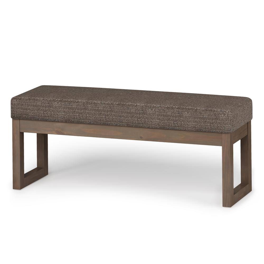 Milltown Mink Brown Tweed Fabric Upholstered Bench