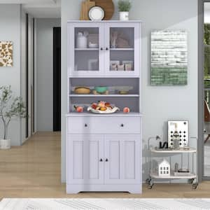 FUNKOL One-body Style Off White Pantry Cabinet Kitchen Living Room ...