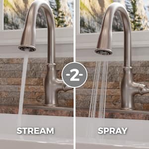 Rosslyn Single Handle Pull Down Sprayer Kitchen Faucet with Deckplate Included in Spot Defense Stainless Steel