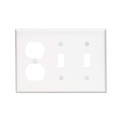 White 3-Gang 2-Toggle/1-Duplex Wall Plate (1-Pack)