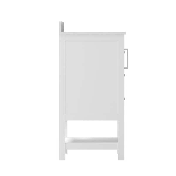 Vivien 36 in. Single Sink Freestanding White Bath Vanity with White Stone Top Assemble with Soft Close Drawers