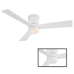 Axis 52 in. Smart Indoor/Outdoor 3-Blade Flush Mount Ceiling Fan Matte White 3000K LED with Remote Control