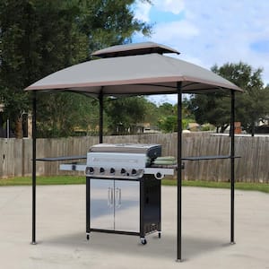 6 ft. x 9 ft. Gill Gazebo Outdoor Patio Gill Gzebos with Ventilation Double Arc Top, Gray