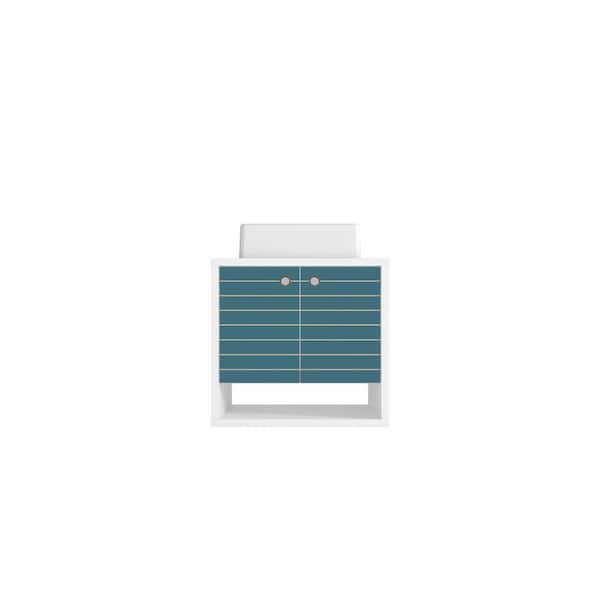Manhattan Comfort Liberty 23.62 in. W Floating Bath Vanity in Aqua Blue with Vanity Top in White with White Basin