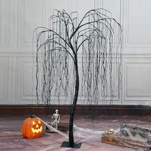 7 ft. Orange Pre-Lit LED Halloween Tree Artificial Christmas Tree with Spiders and 256 LED Lights