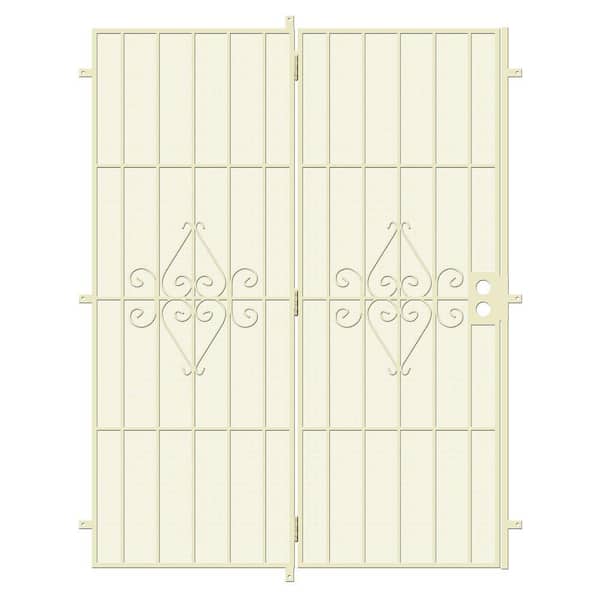 Unique Home Designs Su Casa 60 in. x 80 in. Navajo White Projection Mount Outswing Steel Patio Security Door with Expanded Metal Screen