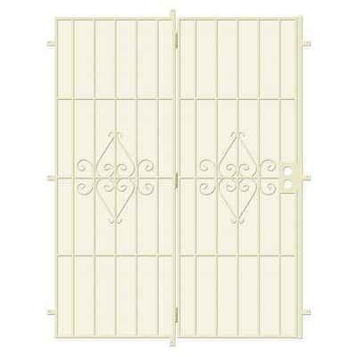 Su Casa 72 in. x 80 in. Navajo White Projection Mount Outswing Steel Patio Security Door with Expanded Metal Screen