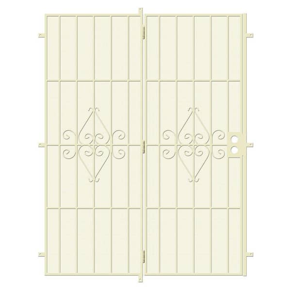 Unique Home Designs Su Casa 72 in. x 80 in. Navajo White Projection Mount Outswing Steel Patio Security Door with Expanded Metal Screen