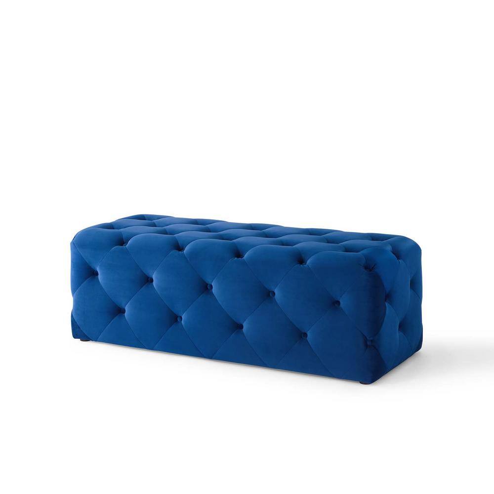 Navy 48-inch Luxe Velvet Tufted Entryway Bench with Dense Foam Padding