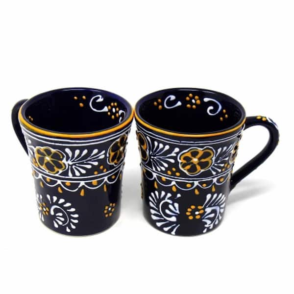 Global Crafts 10 oz. Orange and Blue Mexican Pottery Ceramic Flared Coffee  Mugs MC299O-S2-GWH - The Home Depot