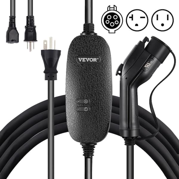 VEVOR Level 1+2 EV Charger 16 Amp Electric Vehicle Charging Station with 25  ft. Cable NEMA 6-20 Plug 5-15 Adapter for Home Car CDQFMC16AACLEVKNSV5 -  The Home Depot