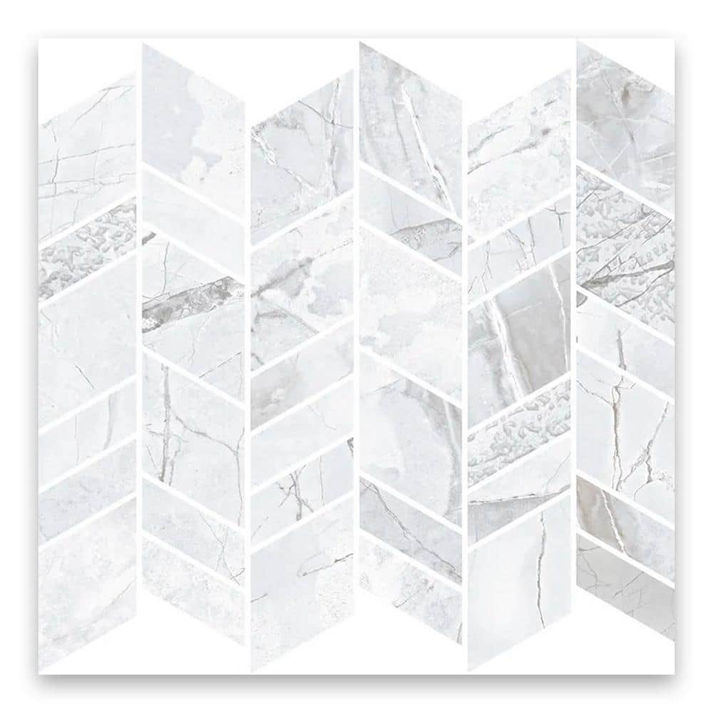 Strata 10 in. x 12 in. Matte Dove-Gray, White Porcelain Mosaic Chevron Wall and Floor Tile (9.88 sq. ft./Case) - 11 Pack price history on PriceWatchPro